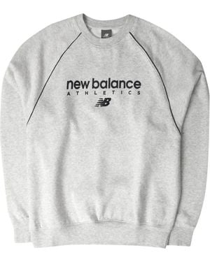 New Balance Logo-Print Raglan-Sleeve Jumper - Grey