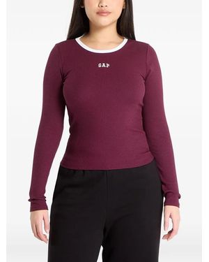 Gap Ribbed Logo-Embroidered T-Shirt - Purple