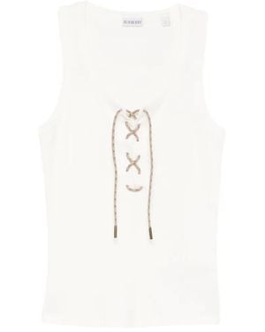 Burberry Top Cleo De Canalé Sin Mangas Con Cordones - Blanco