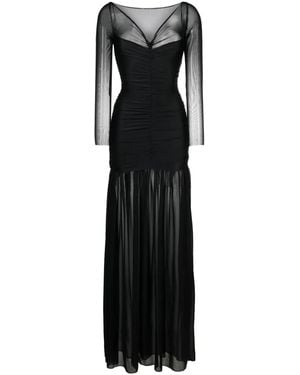 Atu Body Couture Ruched Tulle Gown - Black