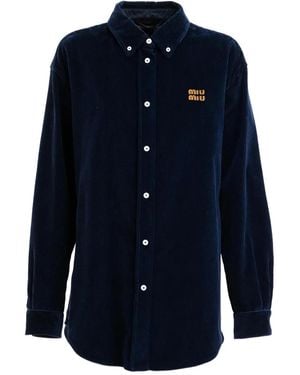 Miu Miu Corduroy Buttoned Shirt Jacket - Blue