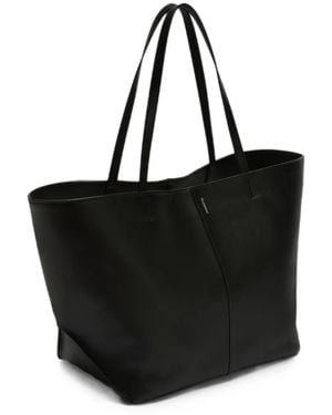 Jil Sander Linea Large Leather Tote Bag With Centre Piping And Embossed Logo - Black
