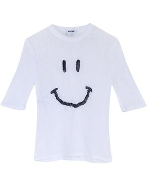 Moschino Smiley Mesh T-Shirt - White