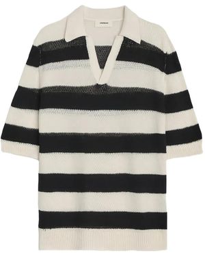 A PAPER KID Striped Polo Shirt - Black