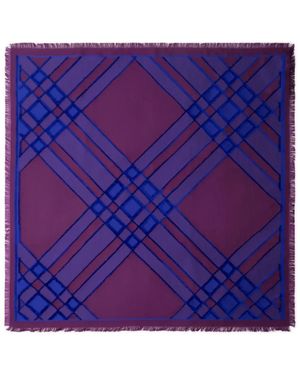 Burberry チェック スカーフ - パープル