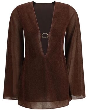Oséree Lumiere O-Kaftan Mini Dress - Brown