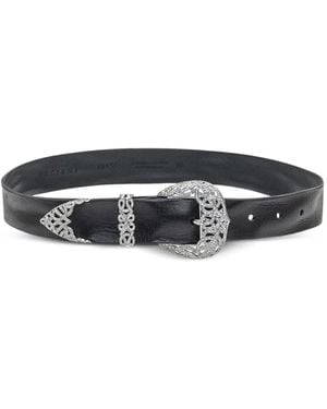 Orciani Crystal-Embellished Leather Belt - White