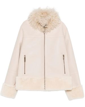 Twinset Trimmed Zip-Front Jacket - Natural