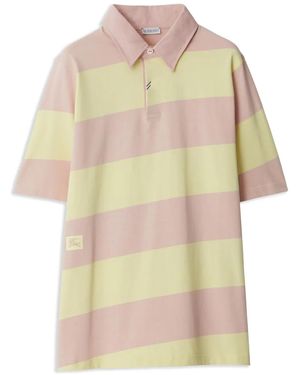 Burberry Striped Cotton Polo Shirt - Natural