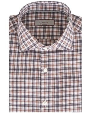 Canali Check-Pattern Shirt - Gray