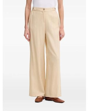 GAUDI Button-Detail Crinkled-Effect Trousers - Natural