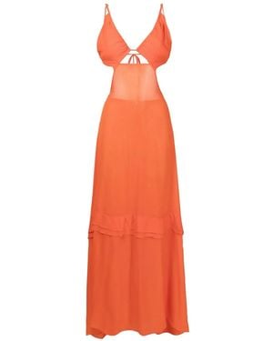 Amir Slama Robe Longue À Effet De Transparence - Orange