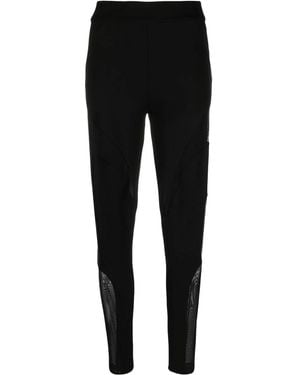 Philipp Plein Sheer-Panel Ribbed Stretch Leggings - Black