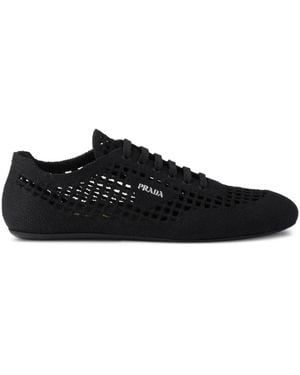 Prada Cotton Crochet Collapse Trainers - Black