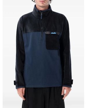 Kavu Throwshirt Flex Corduroy-Panelled Half-Zip Jacket - Blue