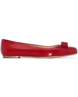 Ferragamo Bailarinas De Charol Con Lazo - Rojo