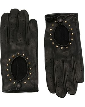 Ernest W. Baker Perforated Studded Leather Gloves - Black