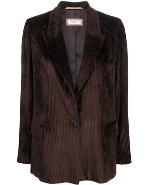 Peserico Tailored Corduroy Single-Brested Blazer - Black