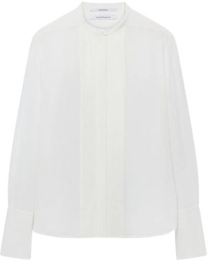 Another Tomorrow Camisa de esmoquin plisada - Blanco