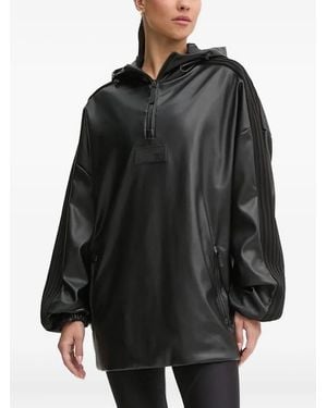 EA7 Faux-Leather Hoodie - Black