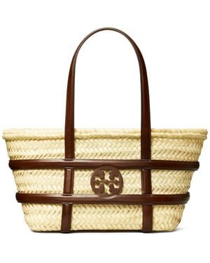Tory Burch Ella Natural Raffia Winkelen - Metallic