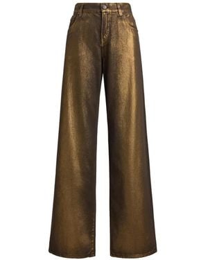 Ralph Lauren Mercer Foil-Finish Wide-Leg Trousers - Natural