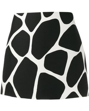 Valentino Garavani Giraffe Print Fitted Mini Skirt - Black