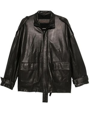 Giorgio Brato Leather Epaulette Jacket - Black