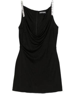 David Koma Crystal-Embellished Cowl-Neck Dress - Black