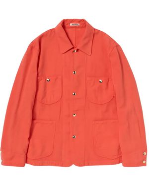 AURALEE Button-Up Patch-Pocket Jacket - Red