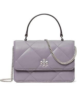 Tory Burch Kira Diamond Quilt Mini Top Handle Chain Wallet - Purple