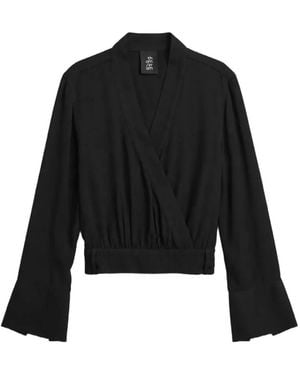 Thom Krom Wrap-Style Cropped Shirt - Black