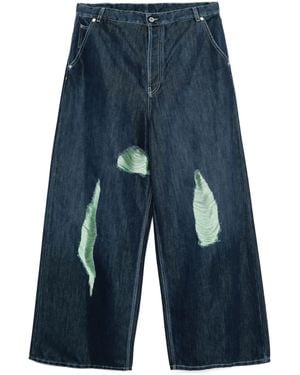 Off-White c/o Virgil Abloh Shredded Wide-Leg Denim Jeans - Blue