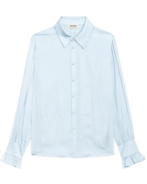 Zadig & Voltaire Thely Long-Sleeve Satin Shirt - Blue