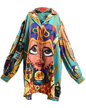 A.nty Story Lady Ashia Goddess-Motif Mini Shirt Dress - White