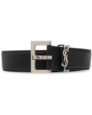 Saint Laurent ロゴプレート ベルト - ブラック