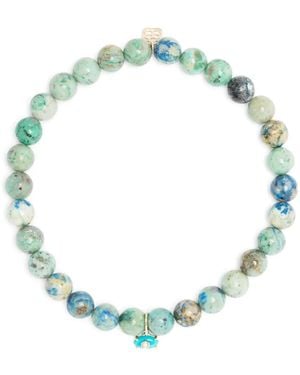 Sydney Evan Pulsera Evil Eye en oro amarillo de 14 kt - Azul