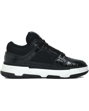 Amiri Ma-1 Crocodile-Effect Lace-Up Trainers - Black