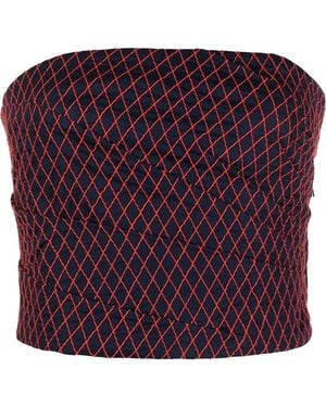 Tory Burch Diamond-Stitch Wrapped Bandeau Top - Purple