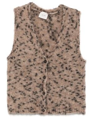 Alysi Leopard-Pattern Button-Up Vest - Brown