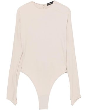 Mugler Long-Sleeve Thumb-Holes Bodysuit - White