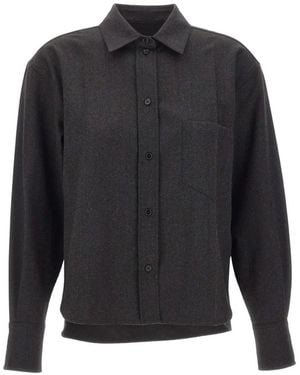 Victoria Beckham Vb-Embroidered Cropped Shirt - Gray