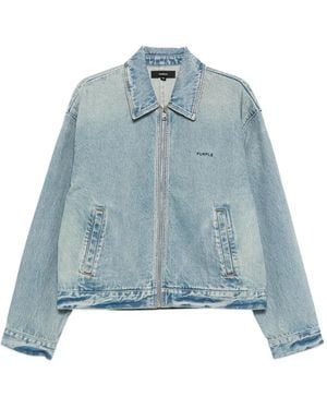 Purple Brand Denim Jack Met Rits - Blauw