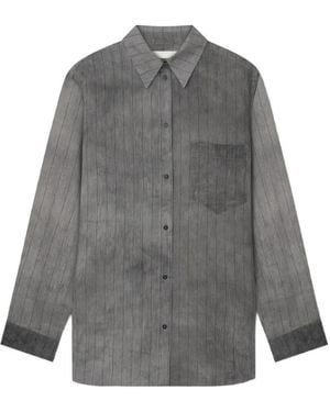 Nanushka Camicia Oversize Gessata Chaska - Grigio
