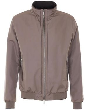 Moorer High Neck Zip Jacket - Brown