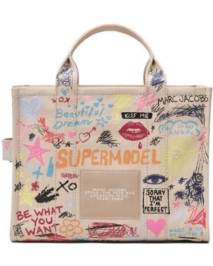 Marc Jacobs The Medium Punk Scribble Canvas Tote Bag - Pink