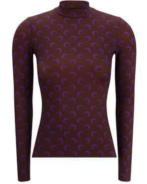 Marine Serre Moon-Print High-Neck Top - Purple