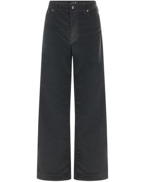Lois Corduroy Wide-Leg Trousers - Black