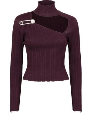 GIUSEPPE DI MORABITO Cut-Out High-Neck Top - Purple