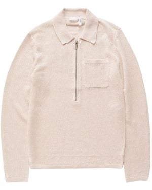 Helmut Lang Zip Long-Sleeve Polo Jumper - Natural